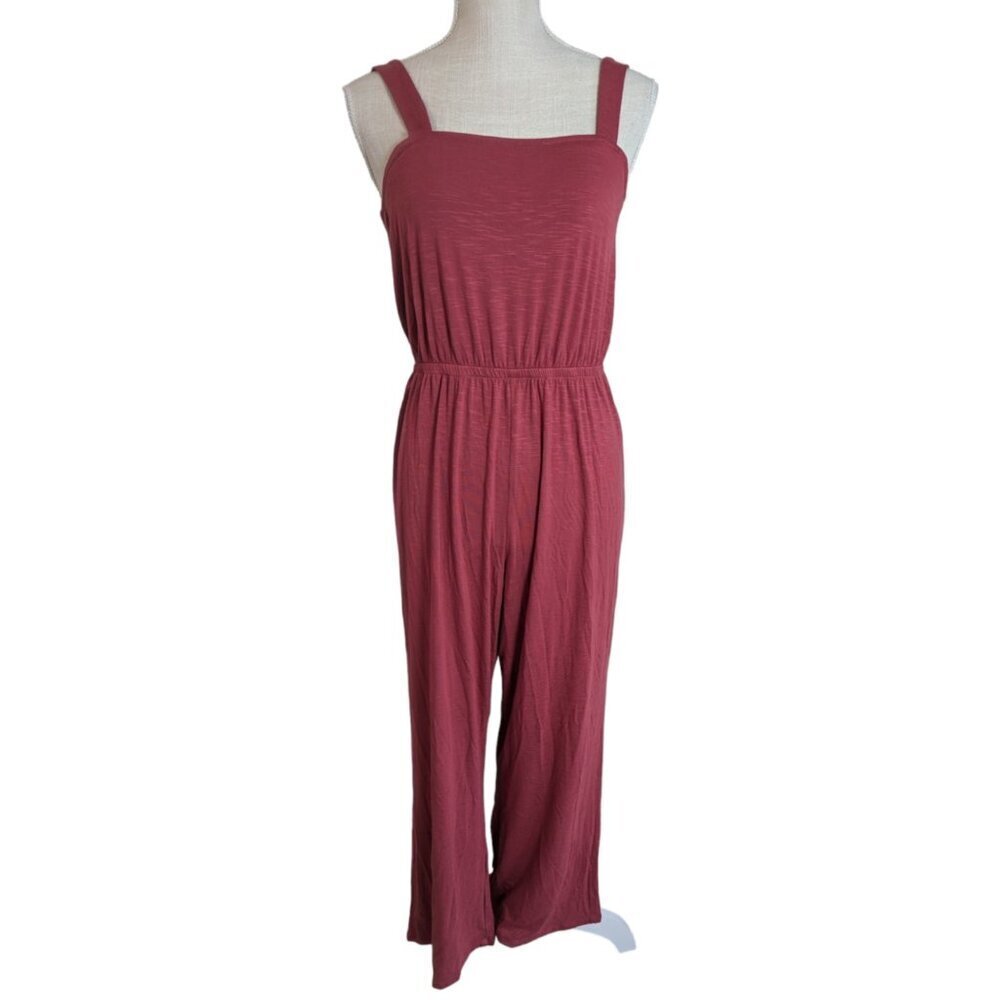 Market & Spruce Red Cropped Jumpsuit Pants